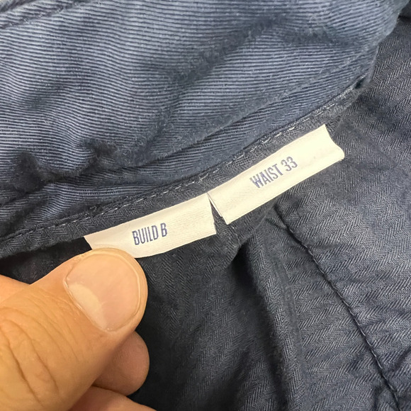 Spoke Build B Pants Mens 33x32 Navy Blue Chino Slim Straight Casual - Picture 7 of 11